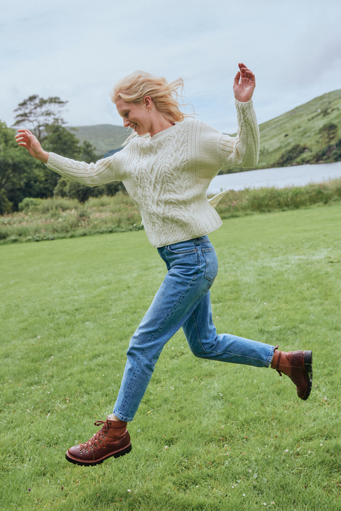 Tully Box Supersoft Merino Aran Sweater - Cream